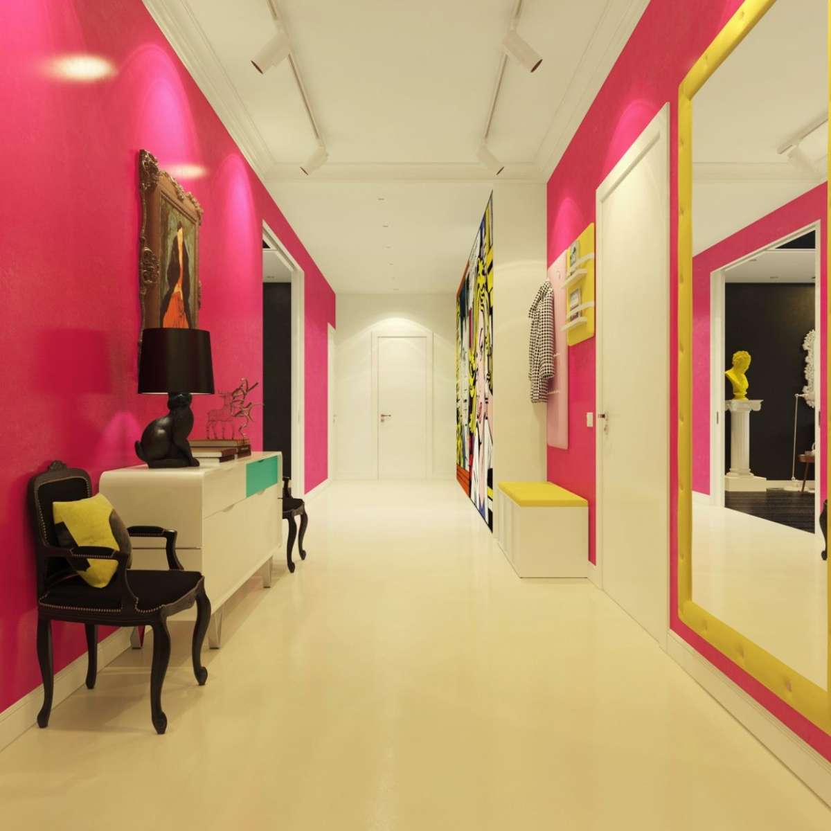 Corridoio rosa e giallo