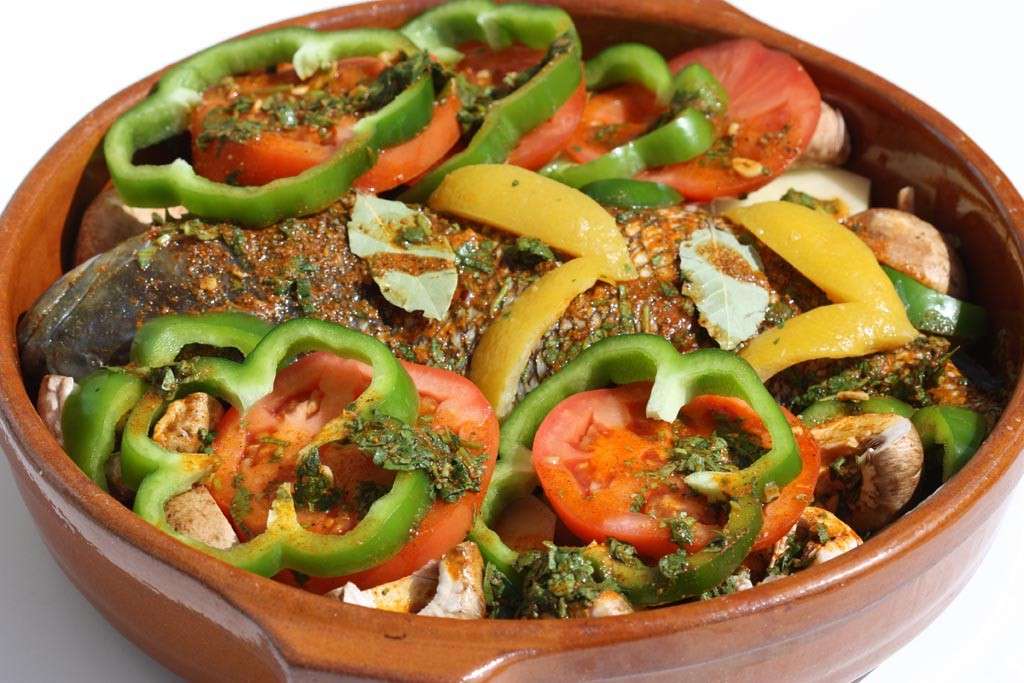 Spigola al tajine con verdure