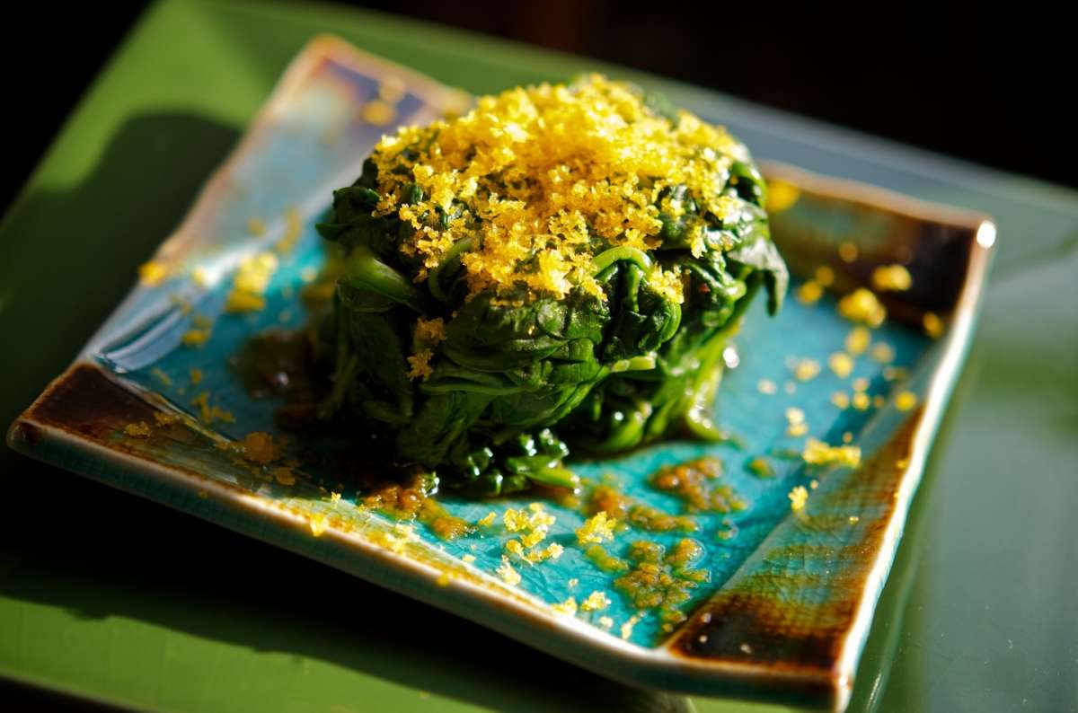 Tortino di spinaci e bottarga