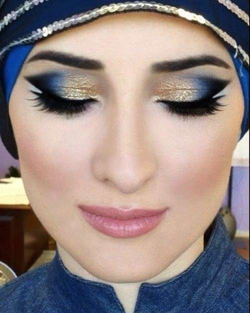 Trucco occhi arabo in oro e blu