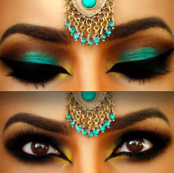 Trucco occhi verde smeraldo in stile arabo