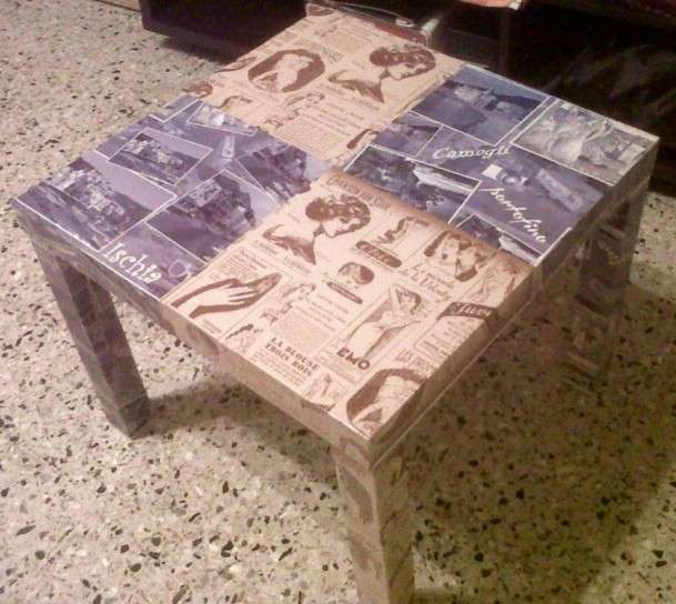 Tavolino rivestito con il decoupage