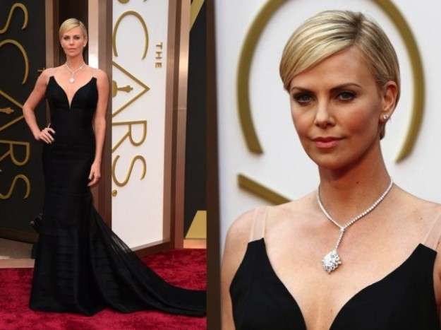 Charlize Therone con collana Harry Winston