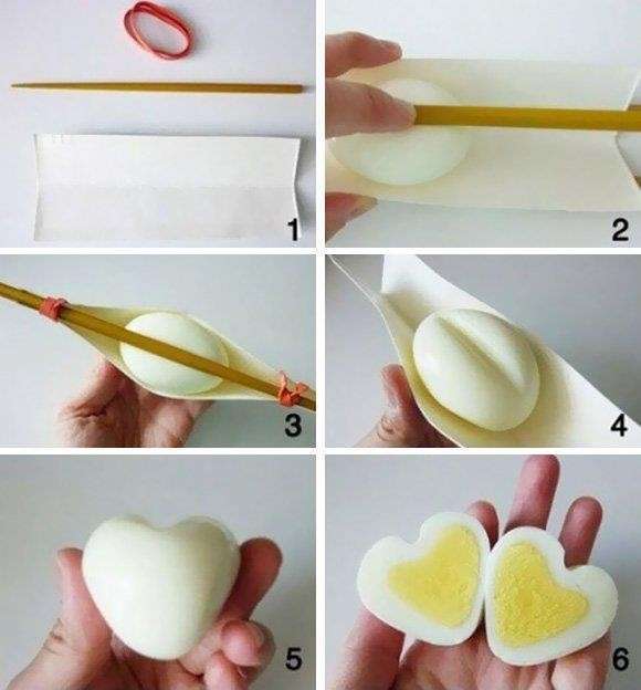 Uova sode a forma di cuore