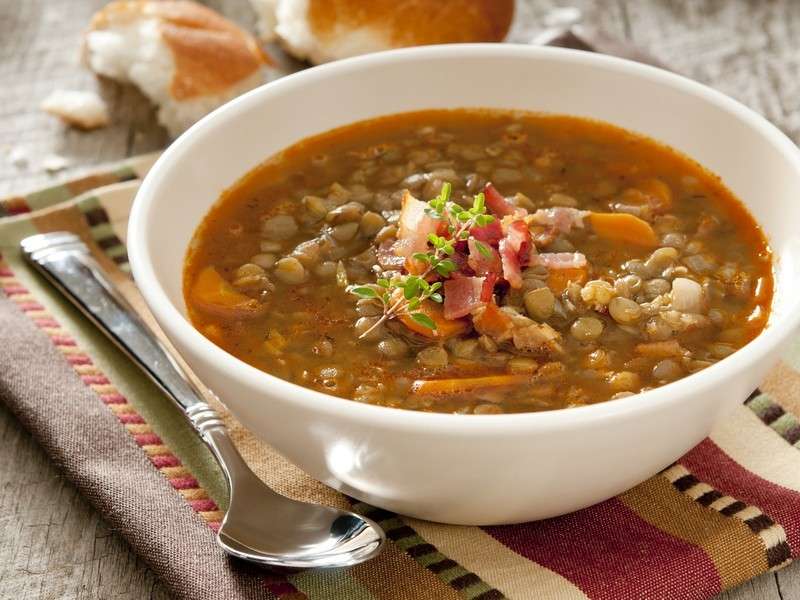 Zuppa di lenticchie e pancetta