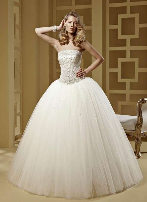 Abito ballgown con plissé