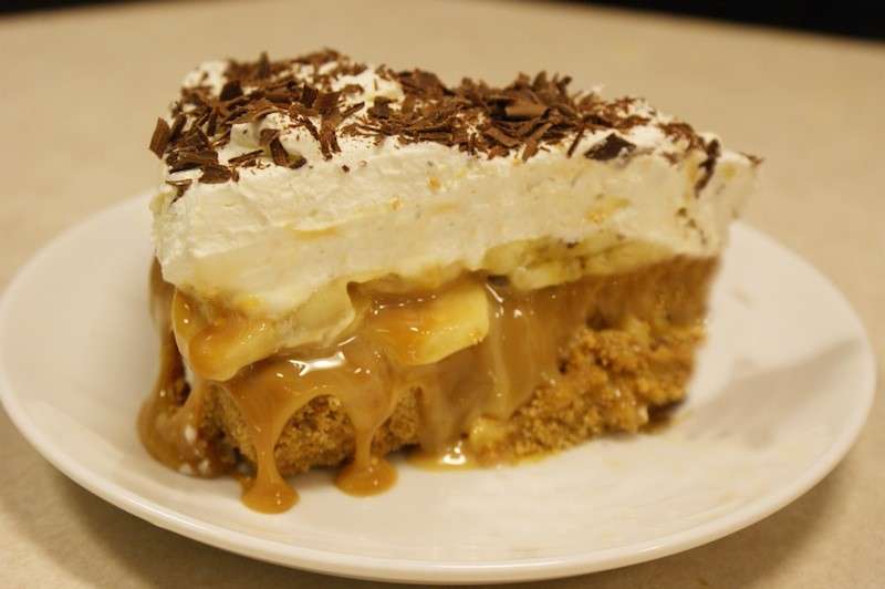 Banoffee pie con interno di banane