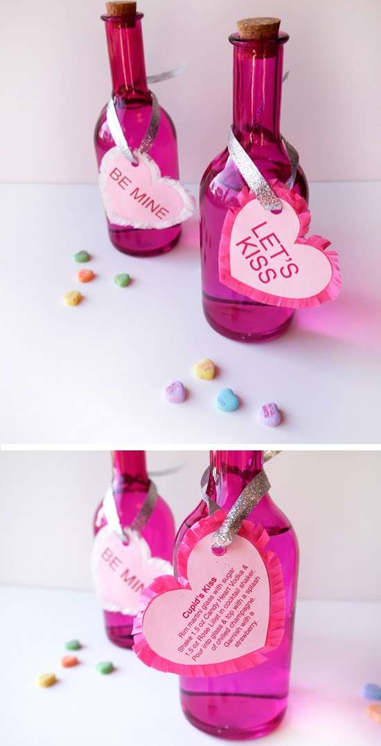 Bottiglie decorate per San Valentino