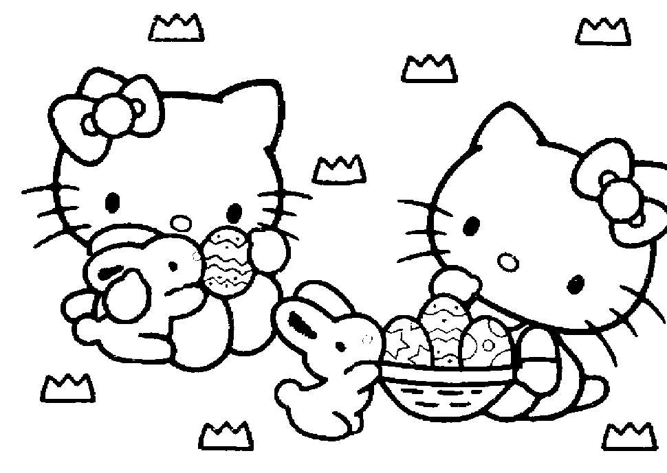 Hello Kitty da colorare per Pasqua