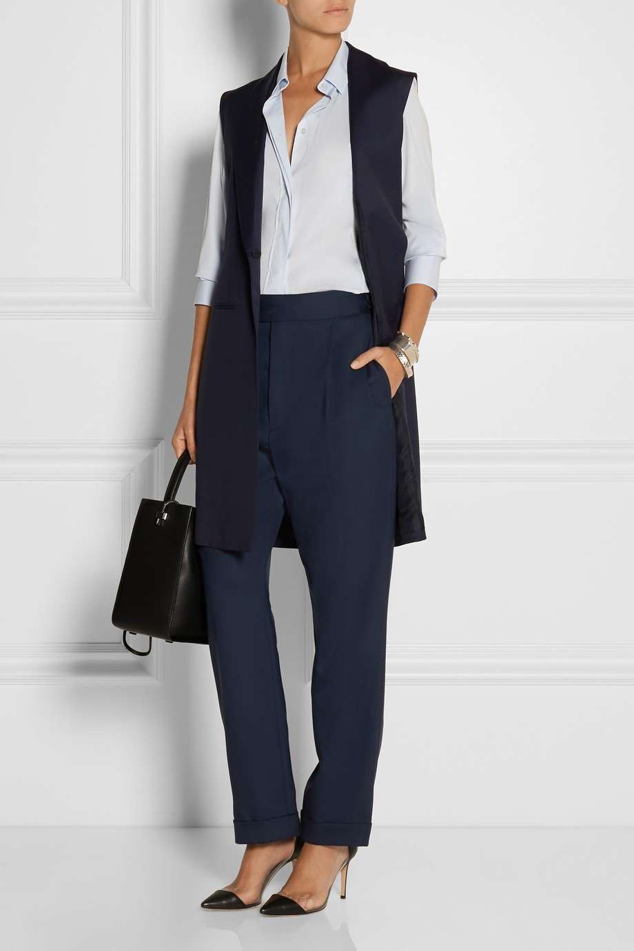 Look in blu con maxi gilet
