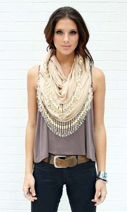 Pashmina con inserti