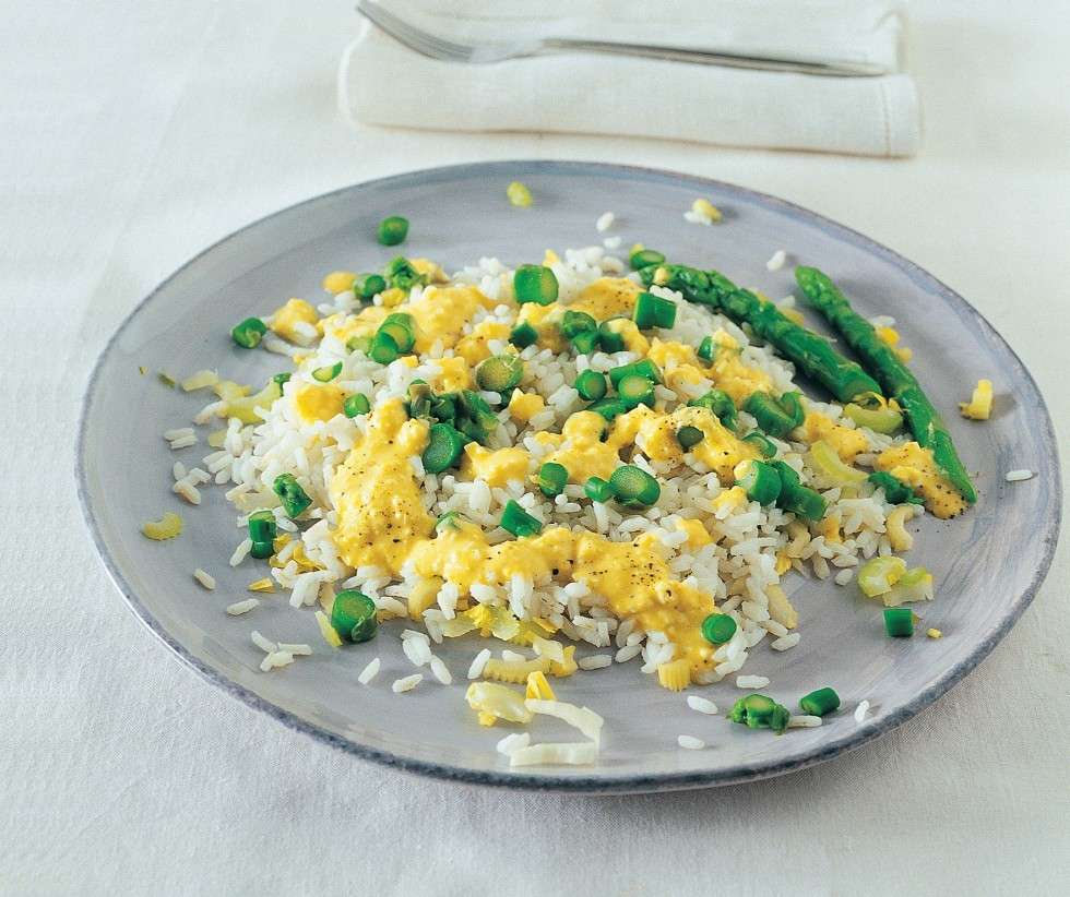 Risotto uova e asparagi