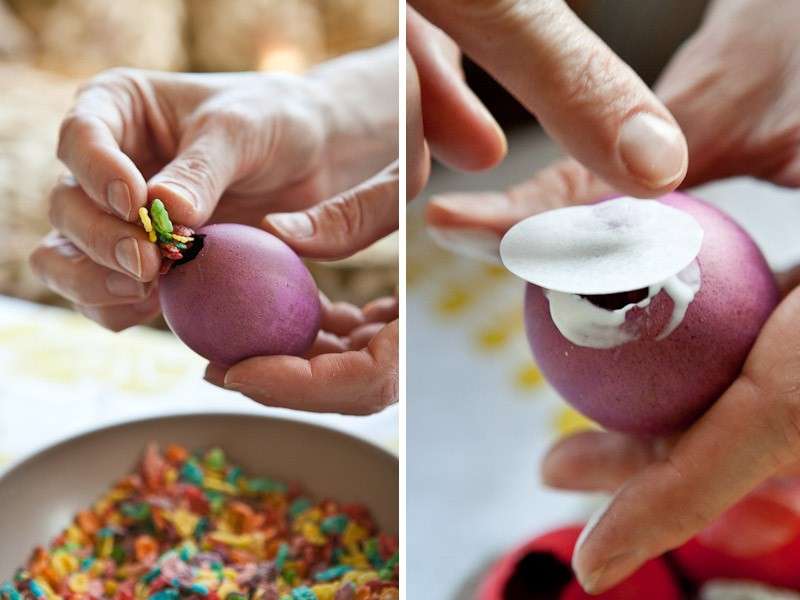 Confetti colorati dentro le uova di Pasqua