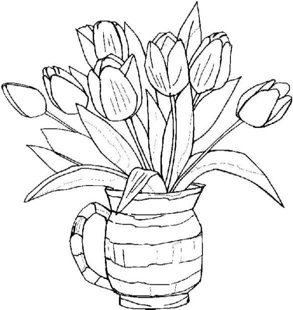 Vaso con tulipani