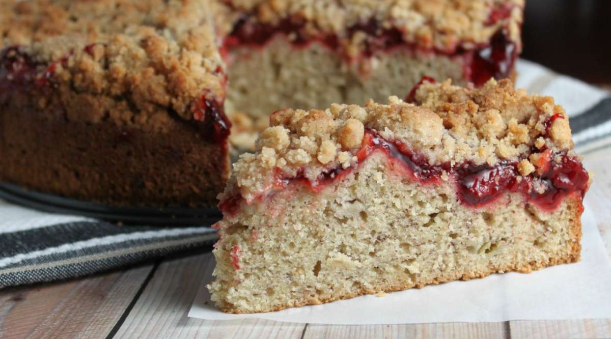 Crumb cake con confettura di fragole