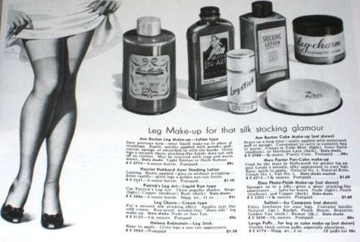 I prodotti per disegnare la linea delle calze negli anni '40