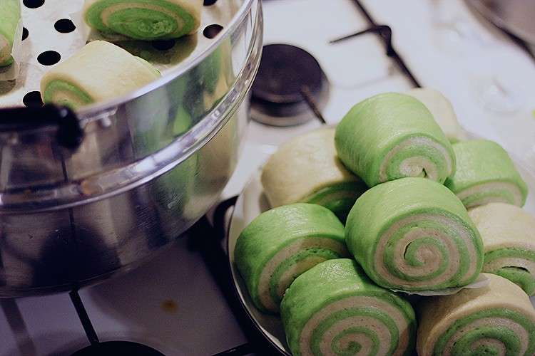 Mantou alla menta cotti al vapore