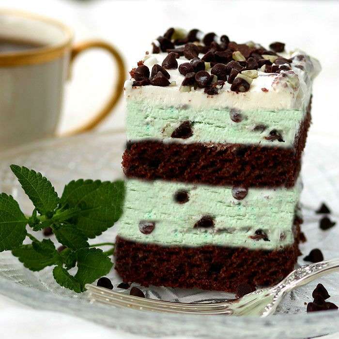 Torta menta e cioccolato a strati