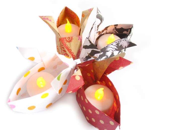 Conigli con origami portacandela