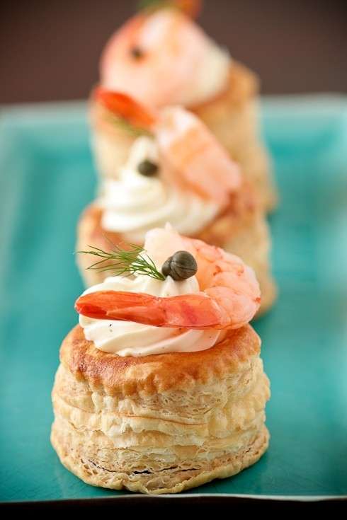 Vol au vent con gamberetti