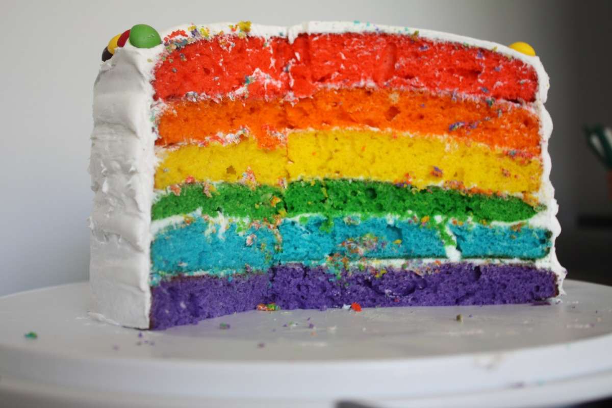 Torta arcobaleno o rainbow cake