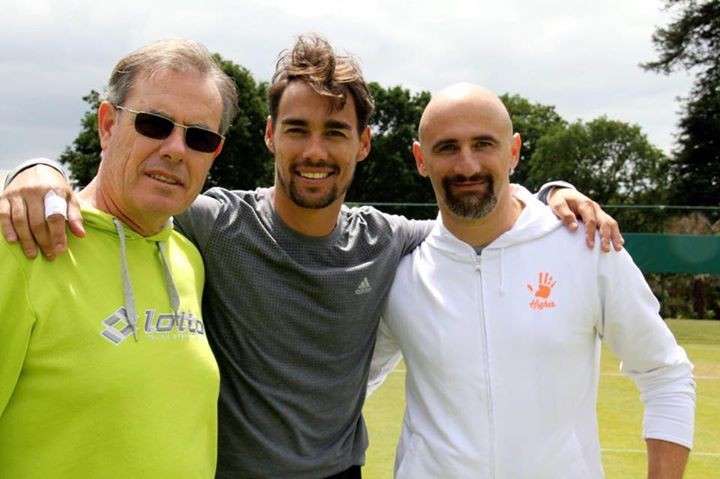 Fabio Fognini con il suo team