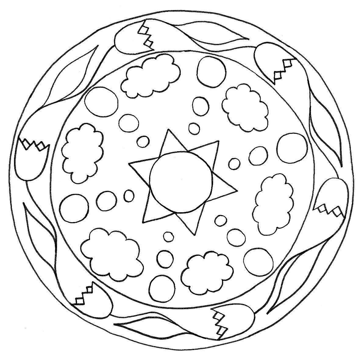 Mandala con stella e nuvole