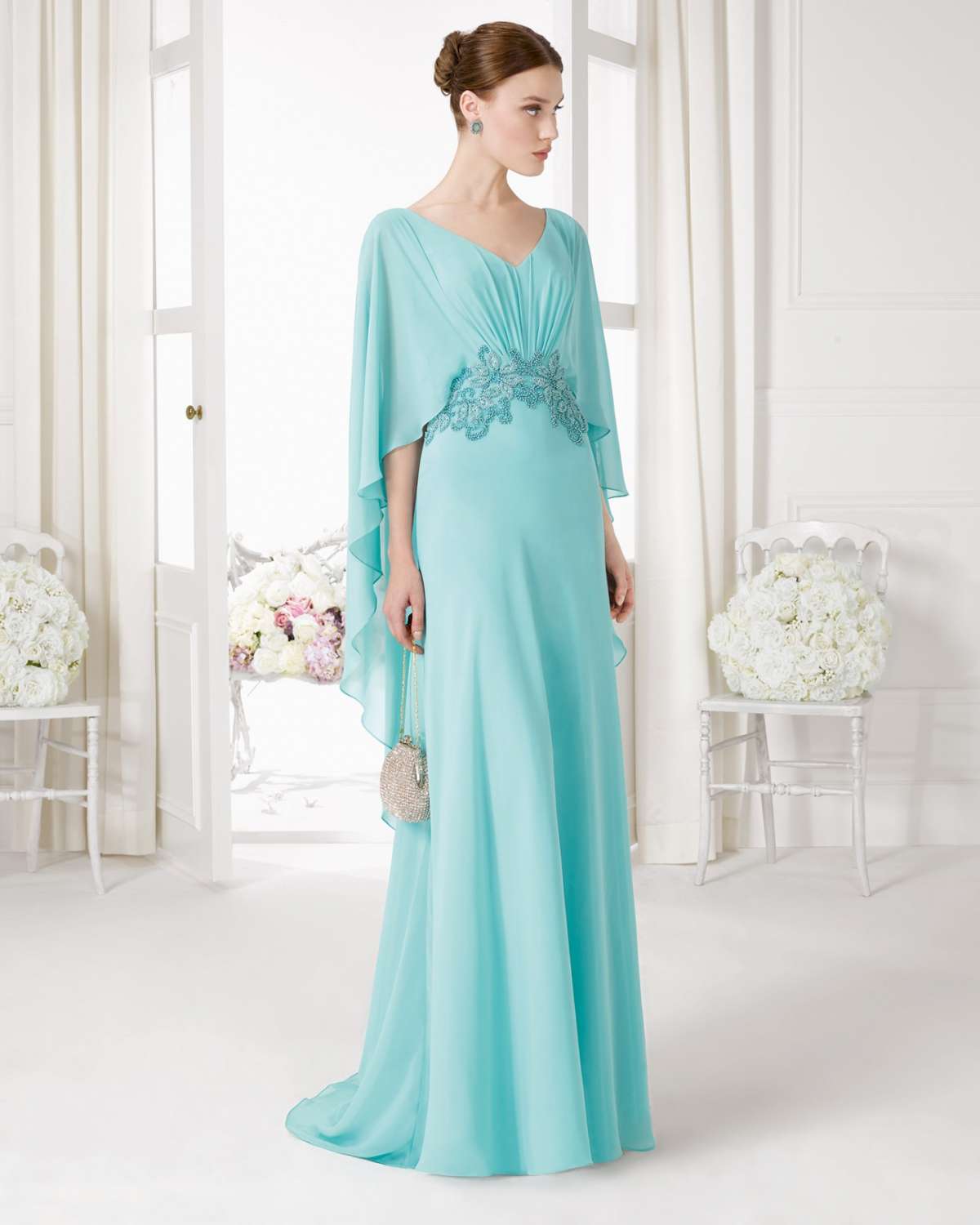 Abito in chiffon azzurro