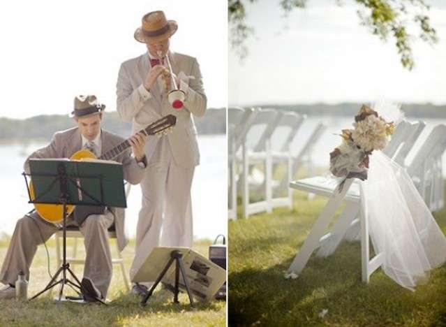 Musicisti e decori per un matrimonio all'aperto