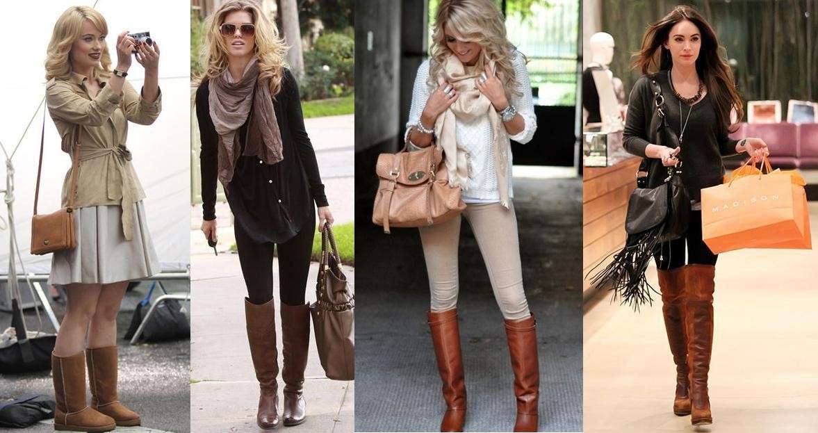 Look con stivali in sfumature di marrone