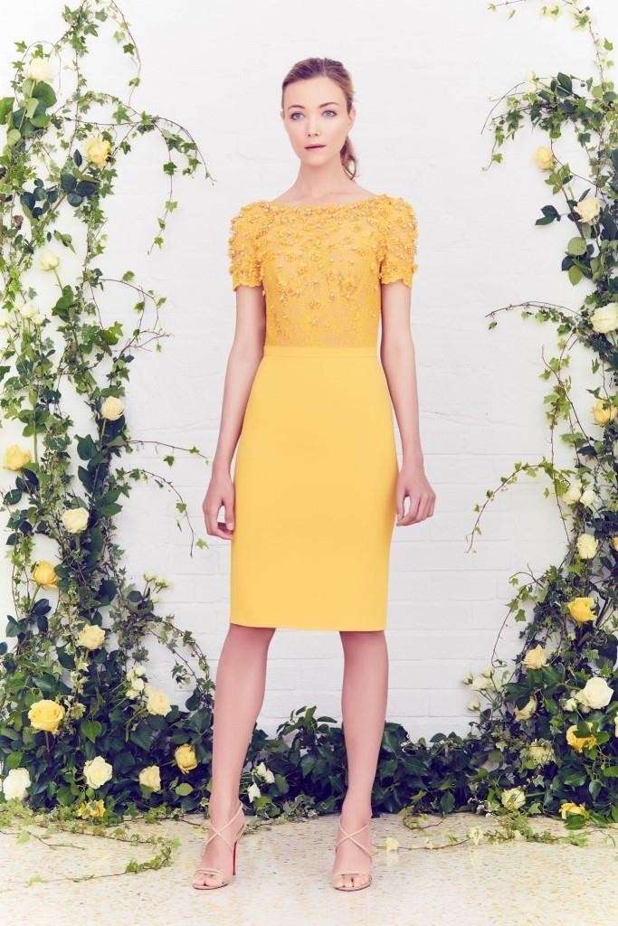 Abito giallo a tubino Jenny Packham