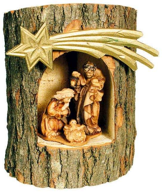 Presepe in tronco di legno