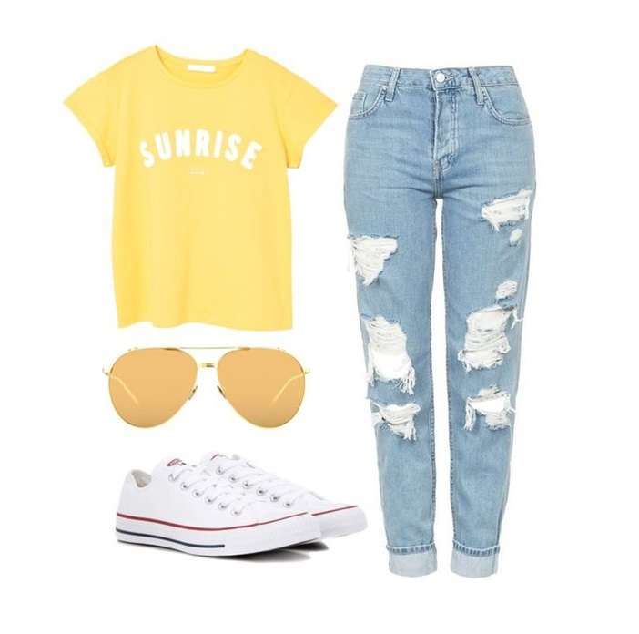 Boyfriend jeans e t-shirt