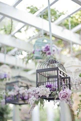 Gabbiette decorate con la lavanda