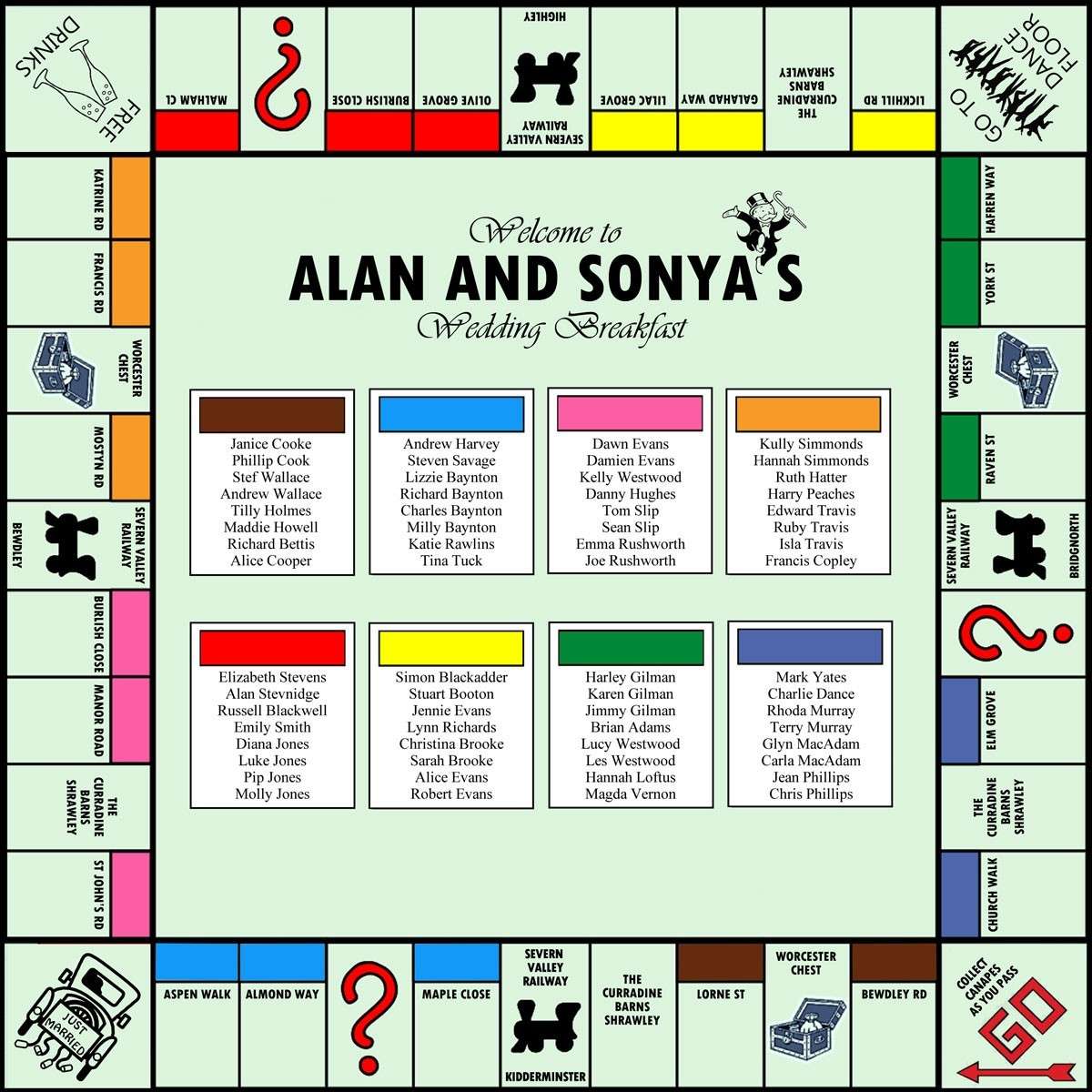 Tema Monopoli per i tavoli