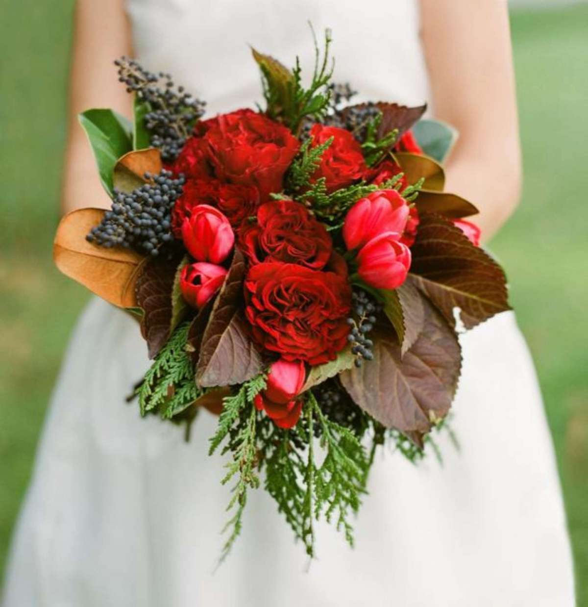 Bouquet variegato rosso