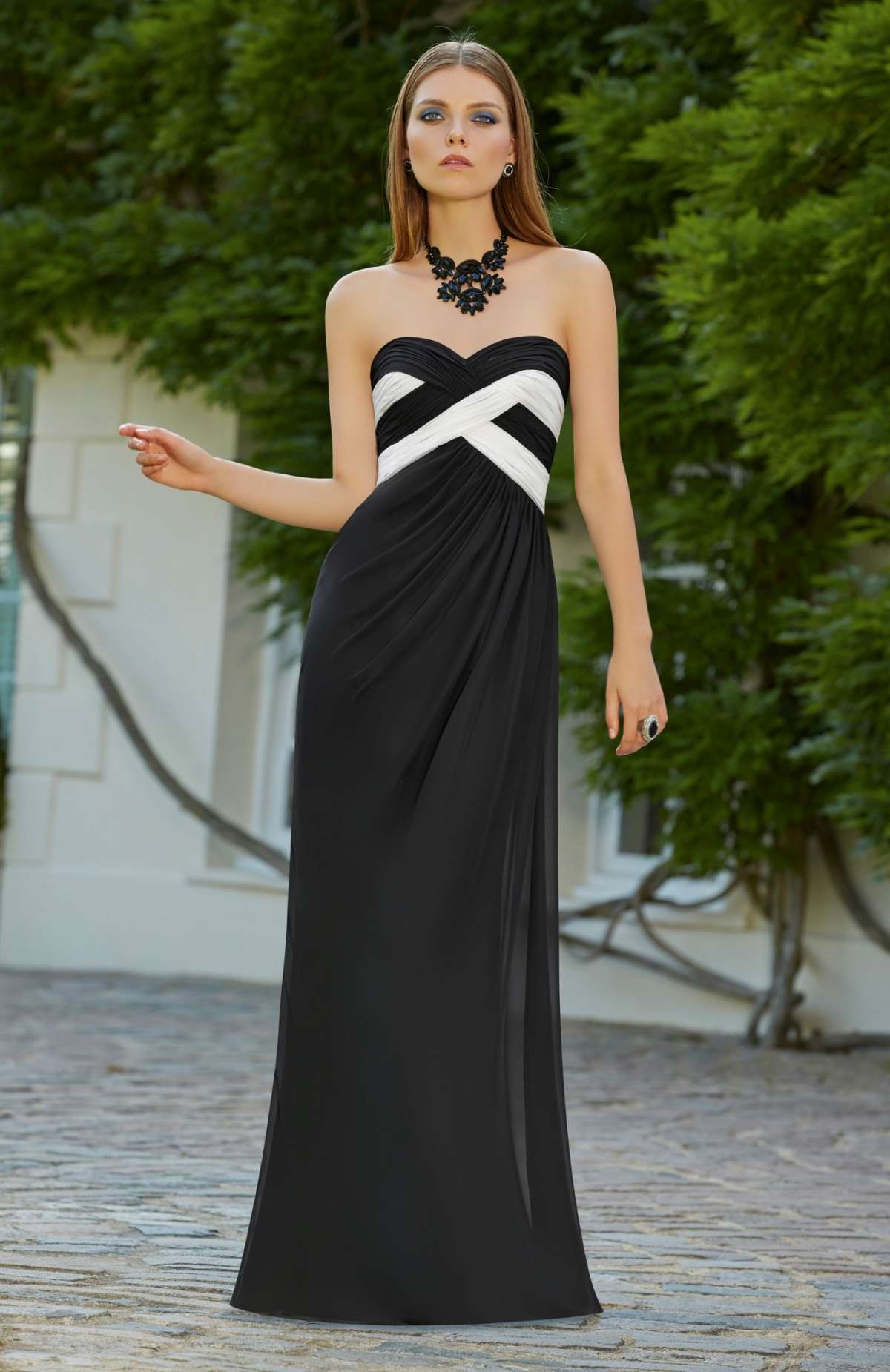 Abito bicolor strapless