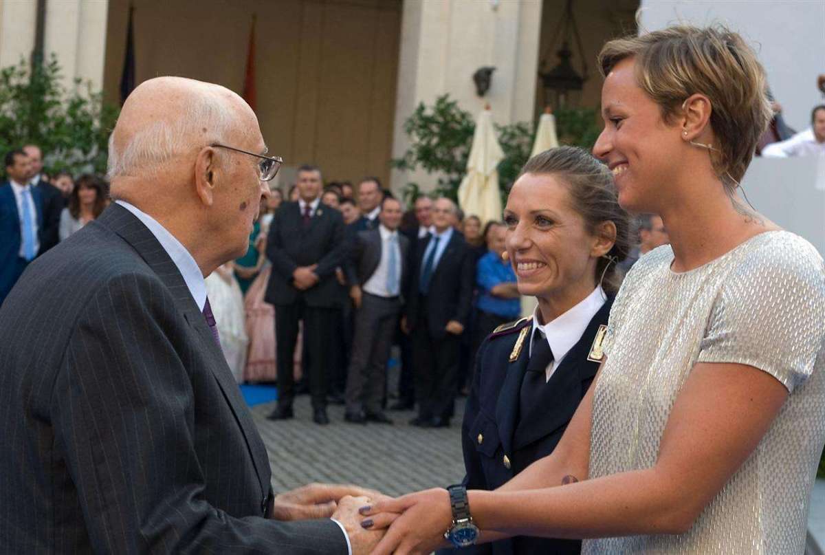 Giorgio Napolitano incontra Federica Pellegrini e Valentina Vezzali