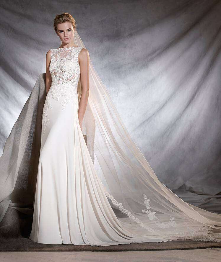 Vestito con corpetto in pizzo Pronovias