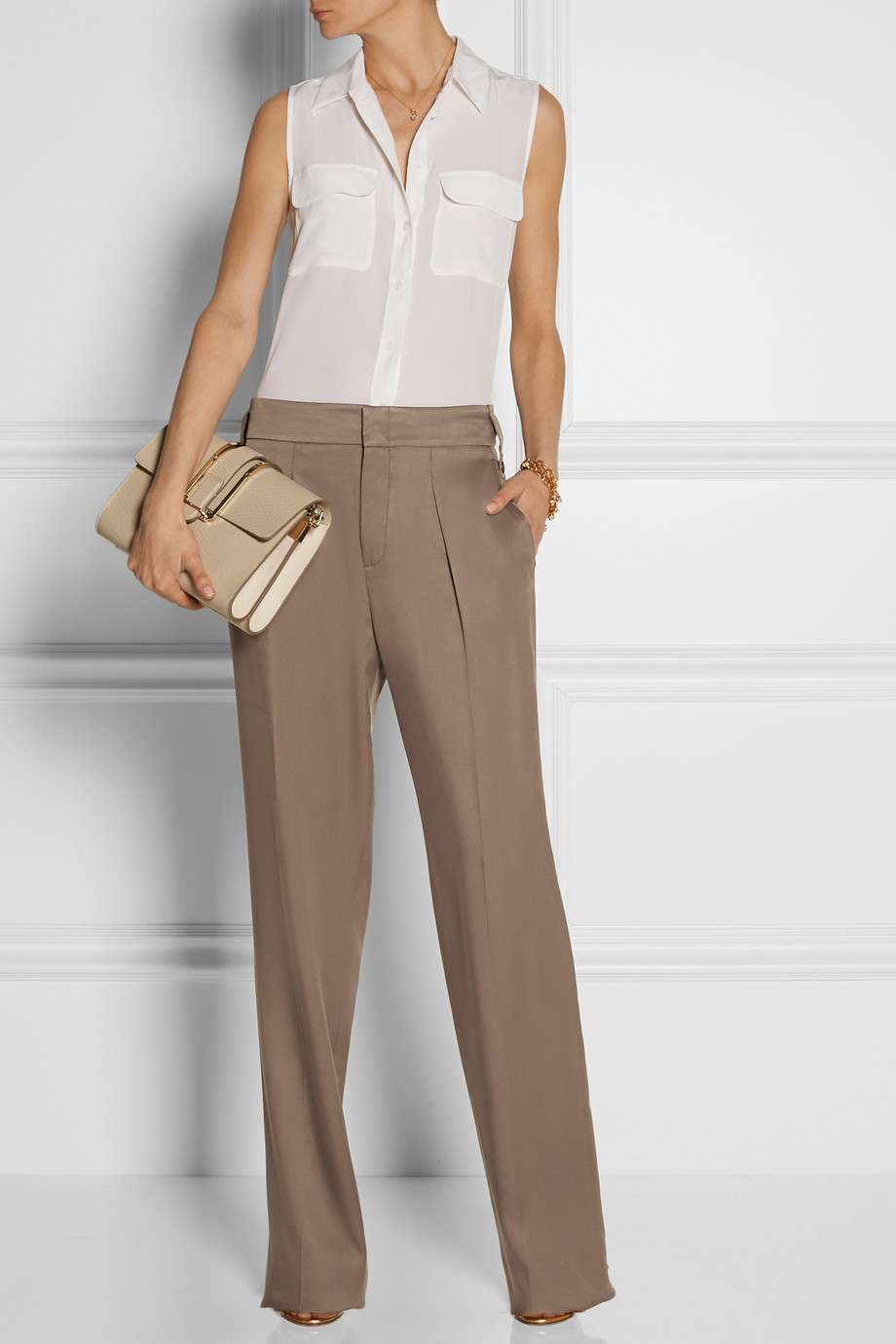 Pantaloni a palazzo beige