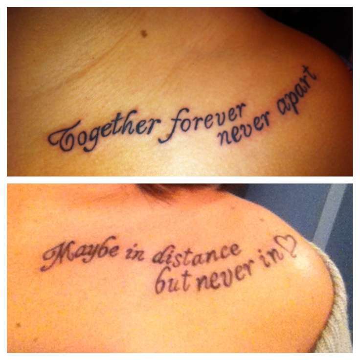 Tatuaggio con frase sull'amicizia per due