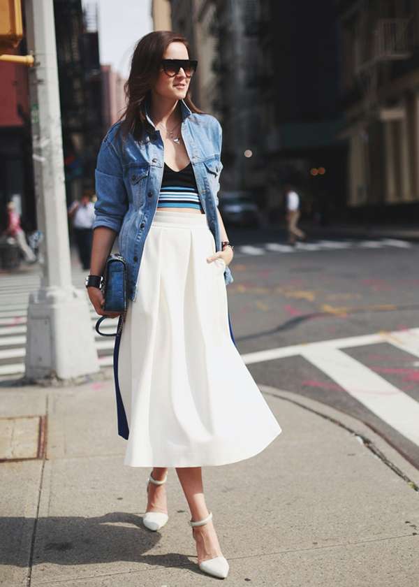 Giacca di jeans e gonna lunga