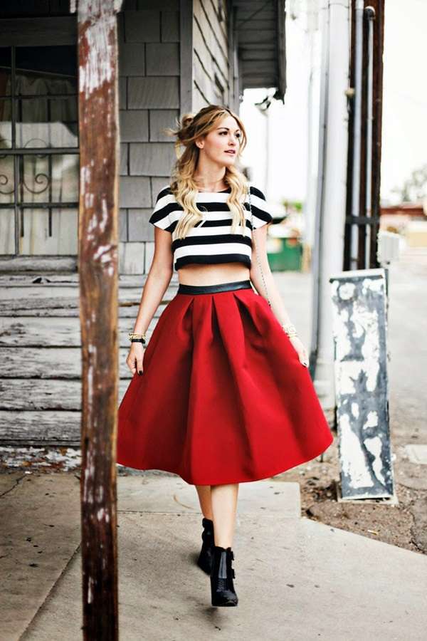 Gonna a palloncino e crop top nero