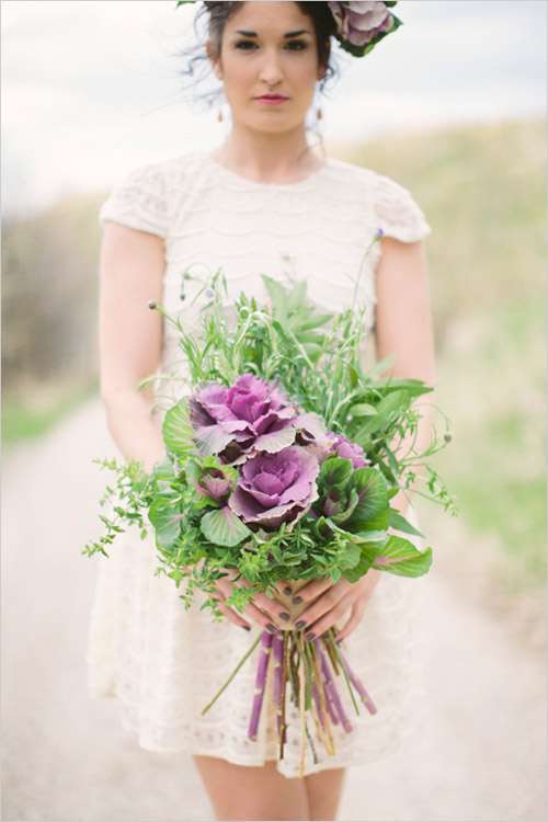 Bouquet viola e verde