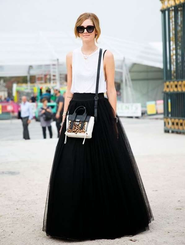 Look con gonna di tulle nera