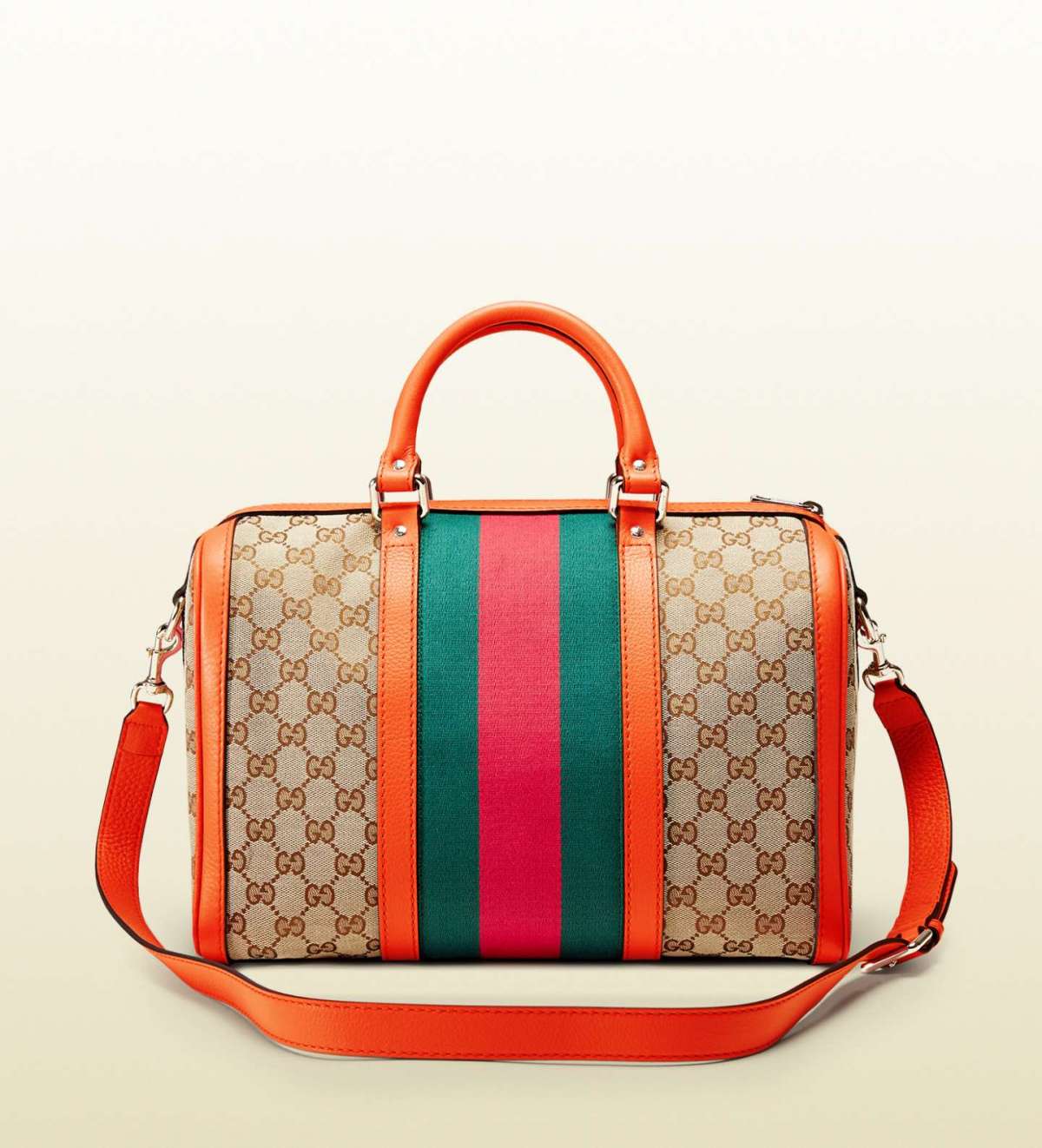 Borsa bauletto Gucci con dettagli arancioni