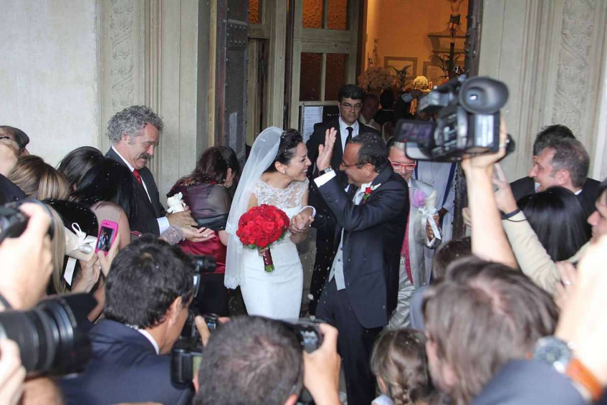 Francesca Vaccaro e Carlo Conti nel giorno del matrimonio