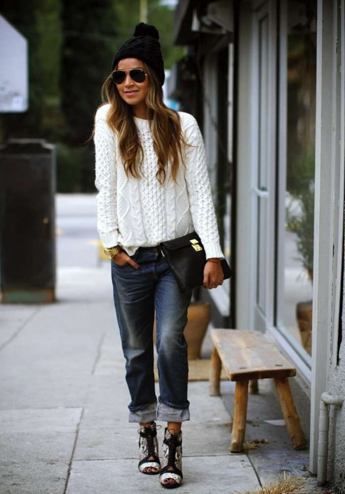 Outfit con maglione bianco 2025