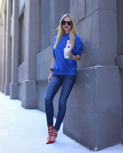 Jeans skinny e maglione