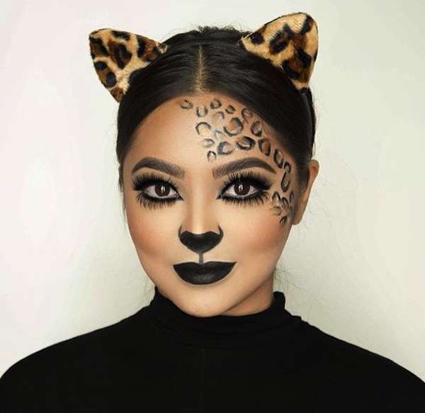 Make up da leopardo labbra nere